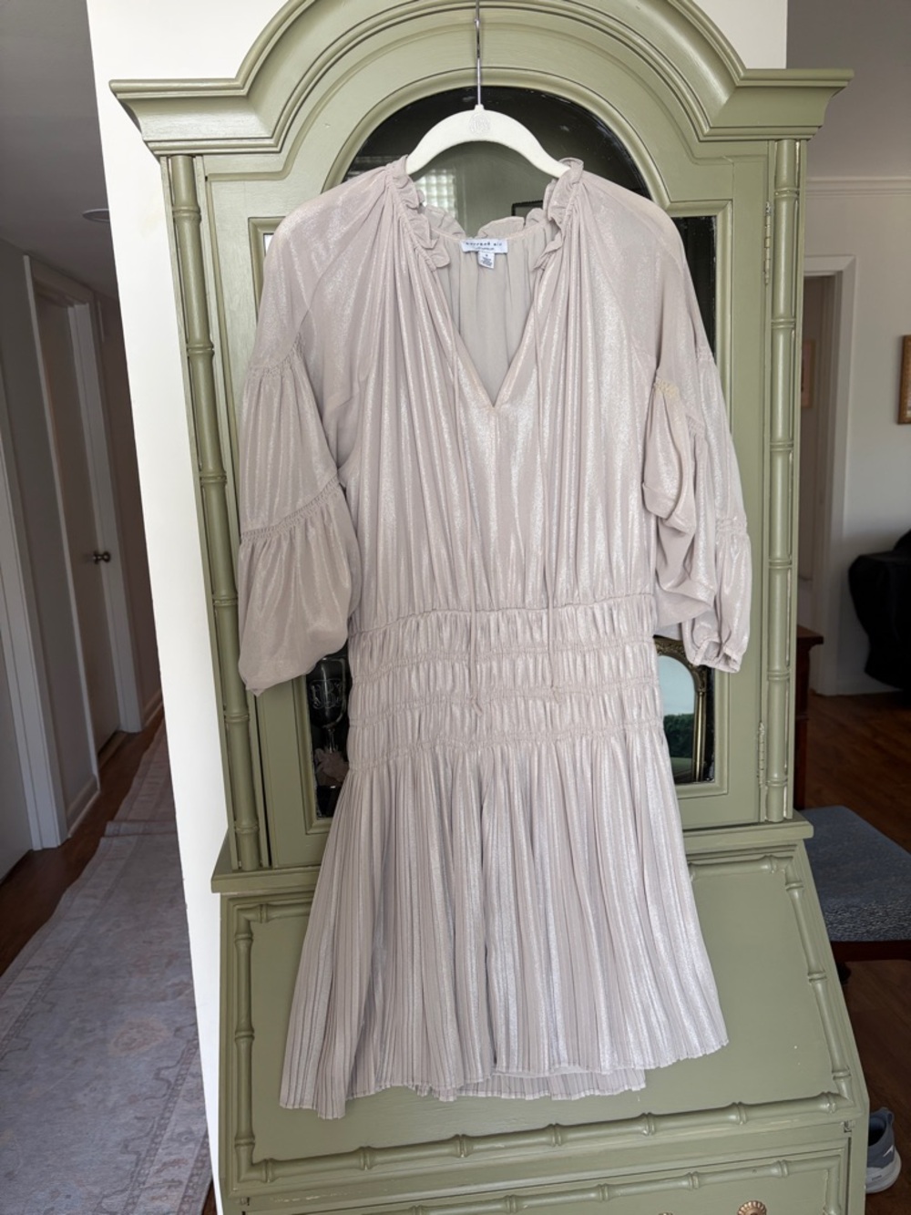 Current Air Blush Cream Shimmer Mini Dress